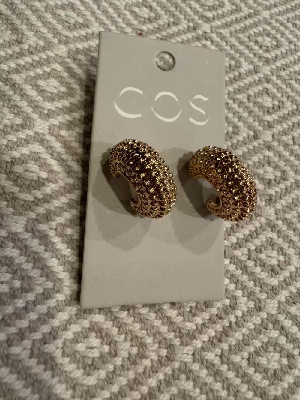 COS Gold Beaded Dome Hoop Earrings